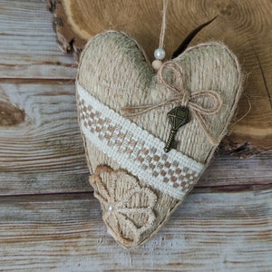 rustic hanging heart ornament farmhouse hanging wall decor primitive heart ornament valentine day heart jute wrapped heart country decor