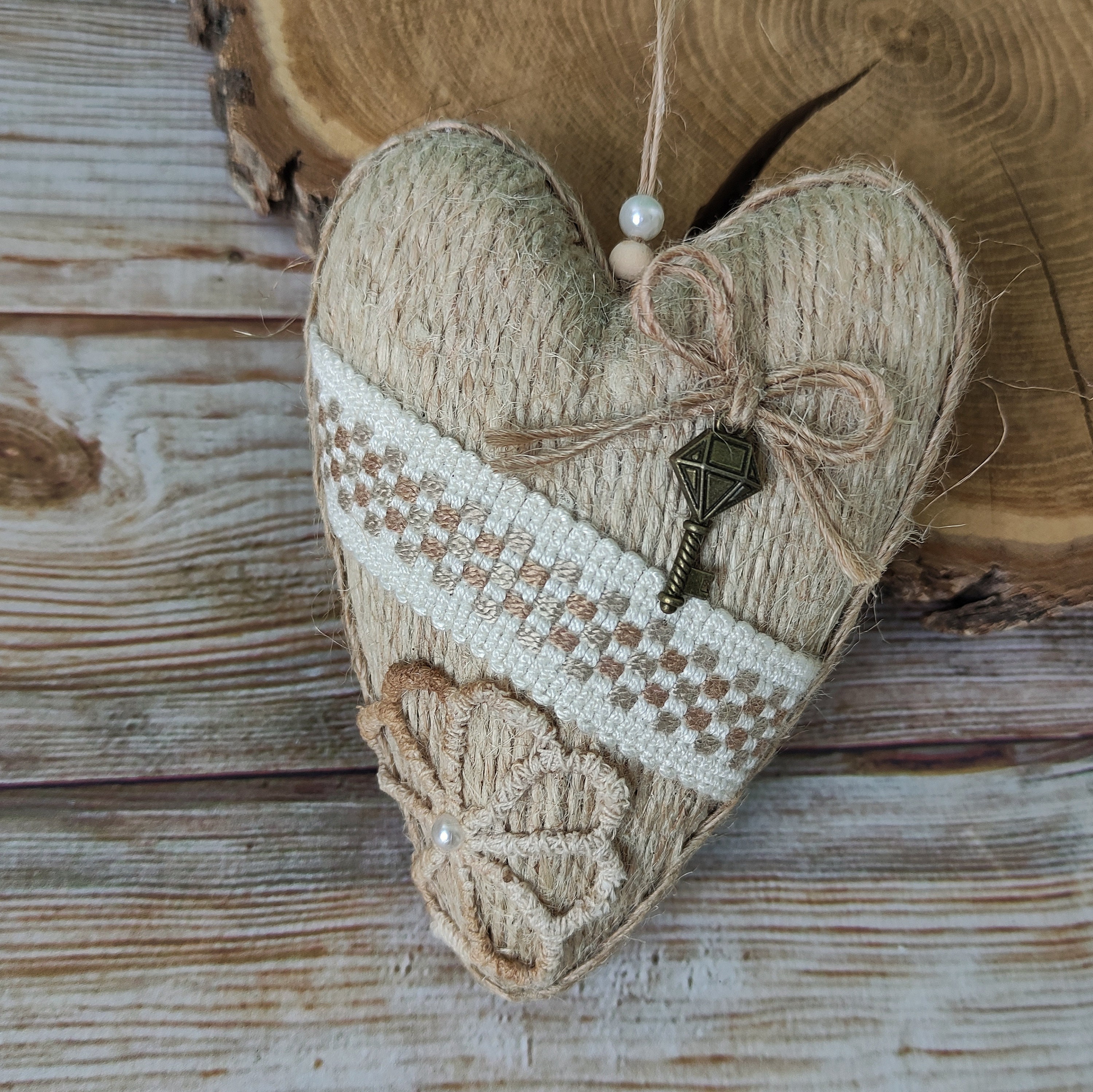 Rustic Hanging Heart Ornament Farmhouse Hanging Wall Decor Primitive ...
