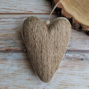 Hanging Heart Rustic Jute Wrapped Ornament Farmhouse Hanging Wall Decor ...