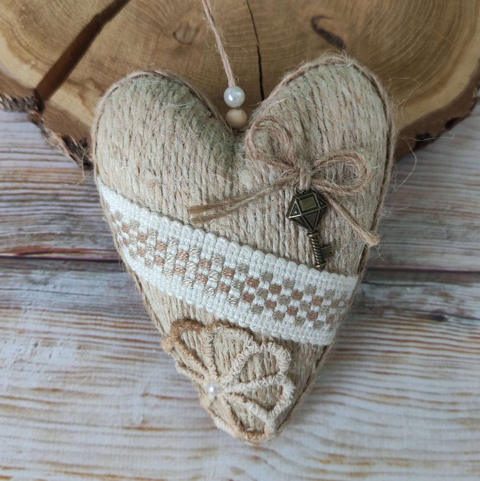Rustic Hanging Heart Ornament Farmhouse Hanging Wall Decor Primitive ...