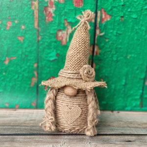 Rustic farmhouse gnome female gnome miniature Nordic gnome doll gift for her tiered tray gnome decor small  girl gnome, primitive decor