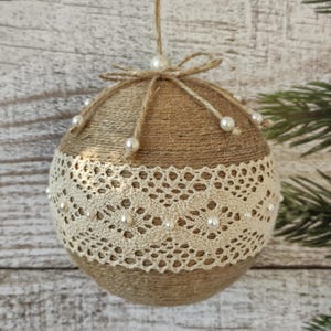 Christmas tree  hanging ornament farmhouse  rustic Christmas tree decor extra large Christmas tree ball unique Christmas gift for her