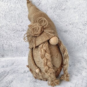 Rustic farmhouse holiday girl gnome country cottagecore tiered tray decor female gnome all occasion ecofriendly gift burlap fabric gnome