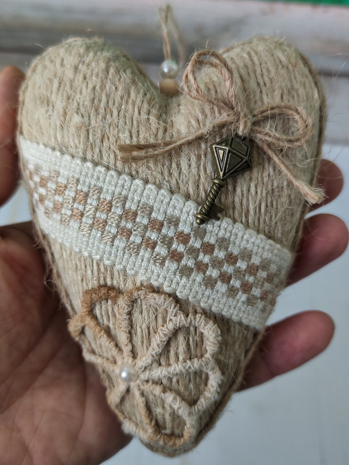 Rustic Hanging Heart Ornament Farmhouse Hanging Wall Decor Primitive ...