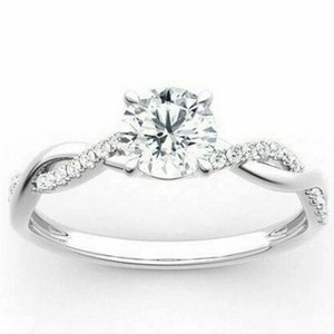 Twisted Moissanite Ring, 1 Ct Round Moissanite Ring, Moissanite Engagement Ring, Twisted Engagement Ring, Promise Ring, 10K White Gold Ring