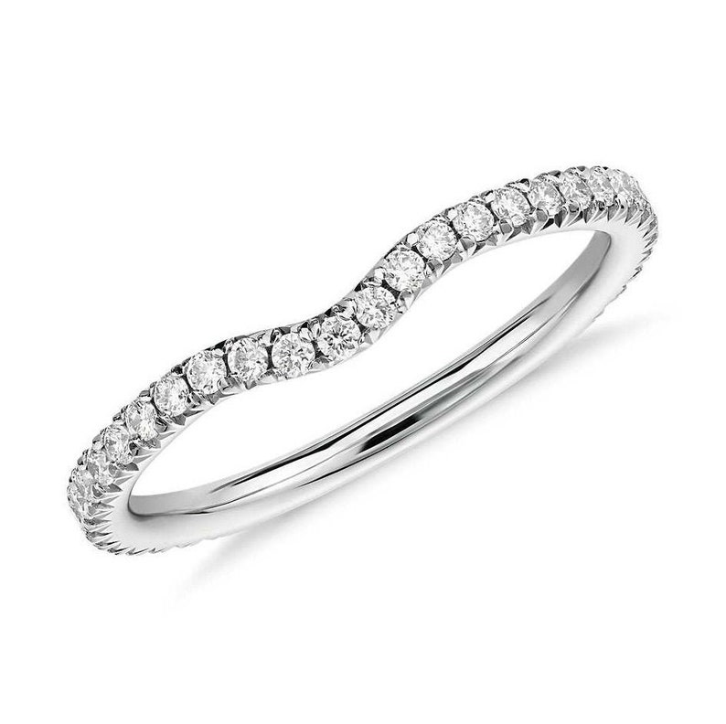 Half Eternity Curved Wedding Band Stackable Band CZ Diamond Etsy UK