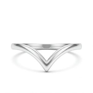 May include: A simple silver ring with a V-shaped design.