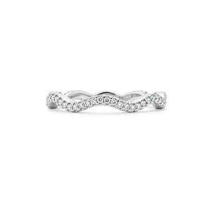 Wave Style Full Eternity Band, Curved Band, Stackable Wedding Bands Women, 14K Round Pave Moissanite Diamond Minimalist Band, Gift For Her