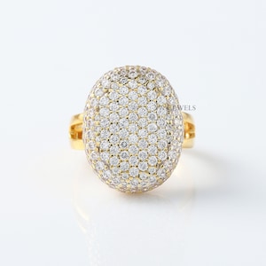 Oval Shape Cluster Wedding Ring, Full Drill Moissanite Ring, Cocktail Ring, Cluster Bella Engagement Ring, Split Shank Ring 14K Gold Ring
