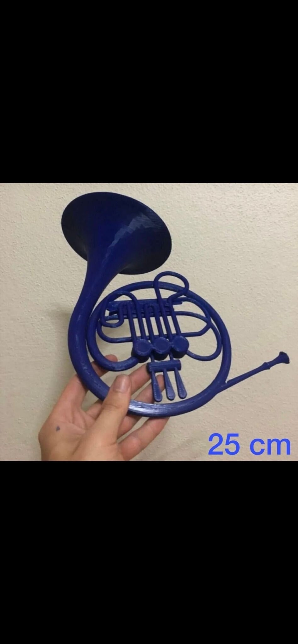 Blue French Horn Tattoo