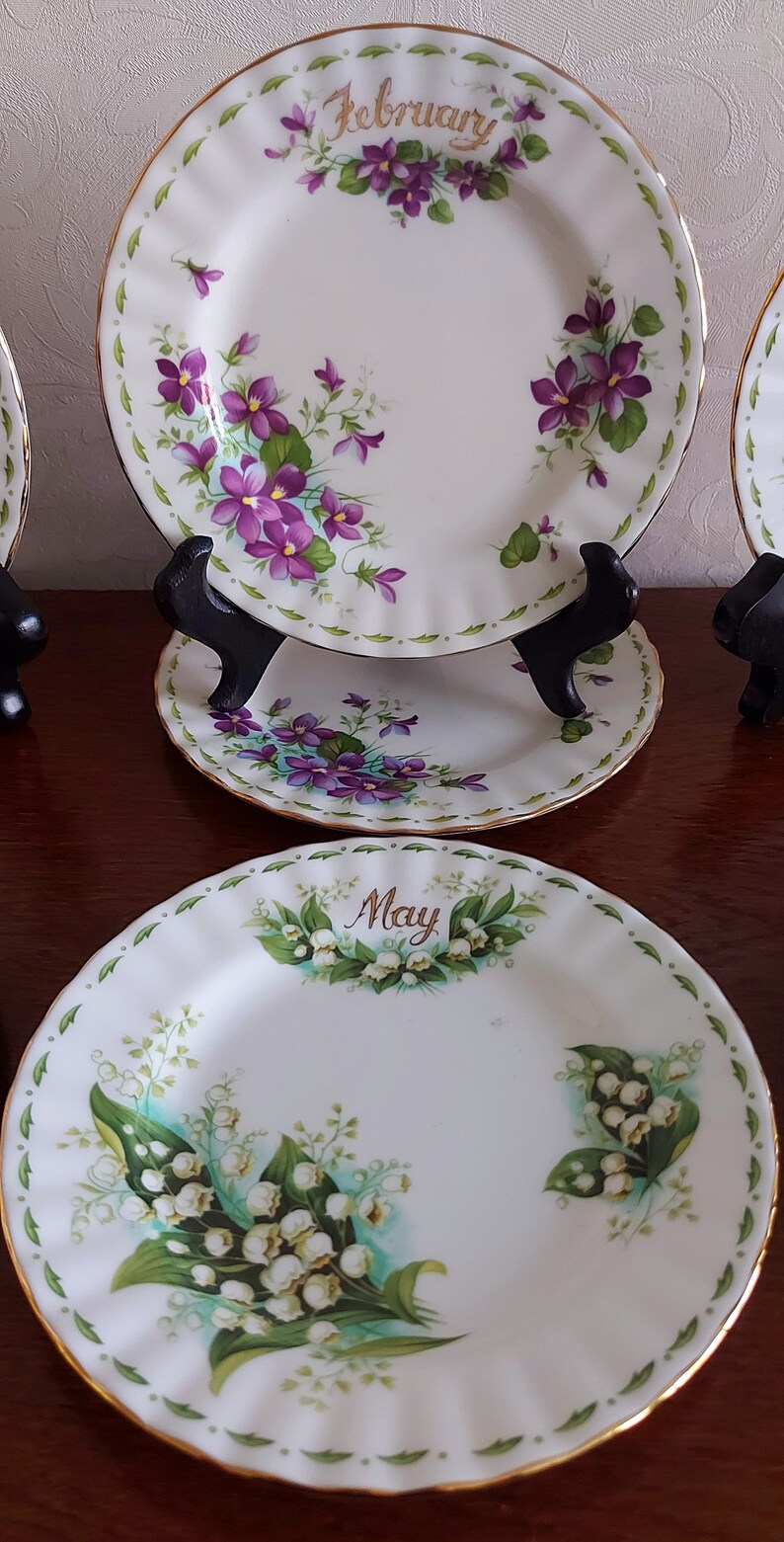 Lot De 3 Anneaux De Serviette En Porcelaine Fine Royal Albert - Joli Motif Rose Mousse