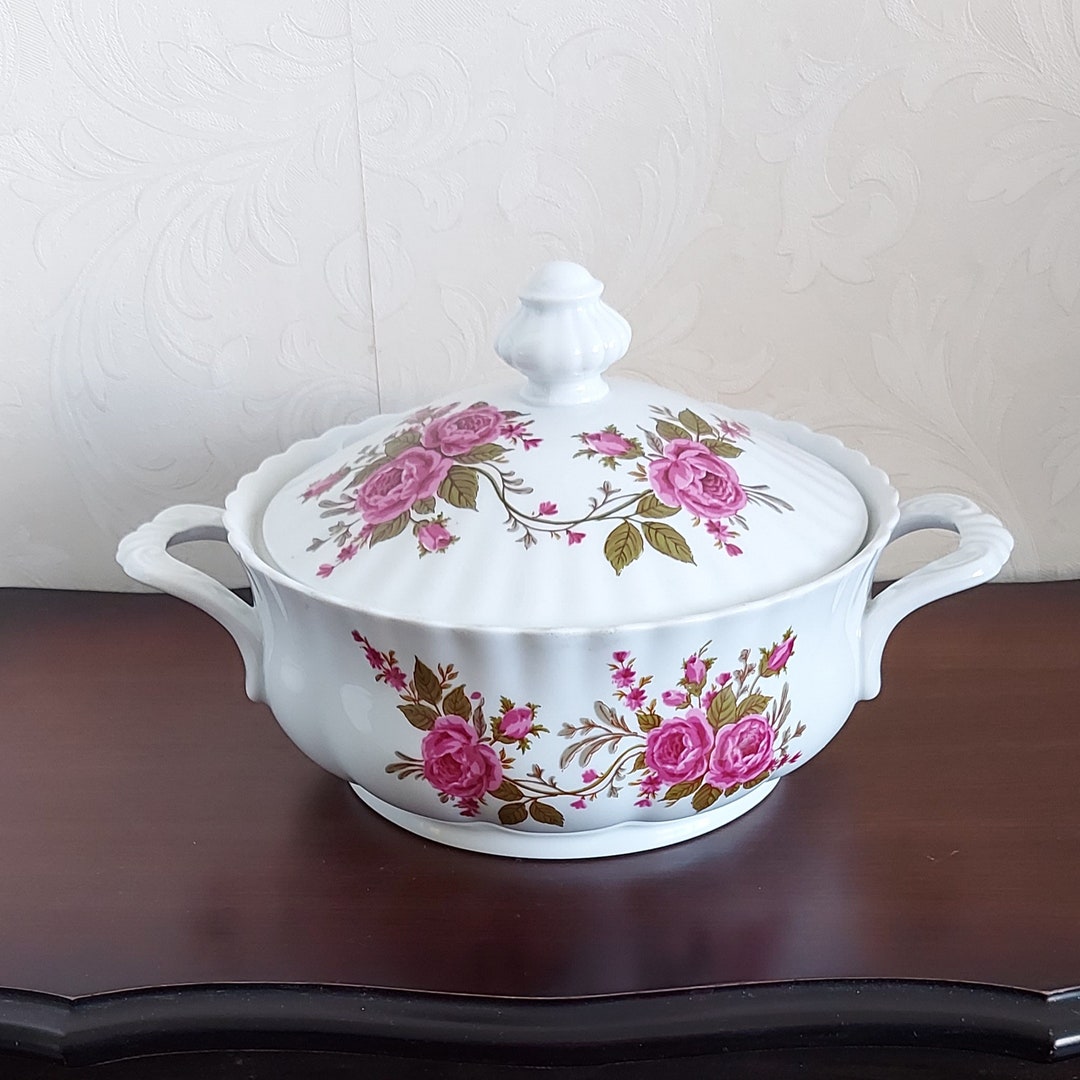 Terrine and or Deck Bowl Decorated With Beautiful Roses and With