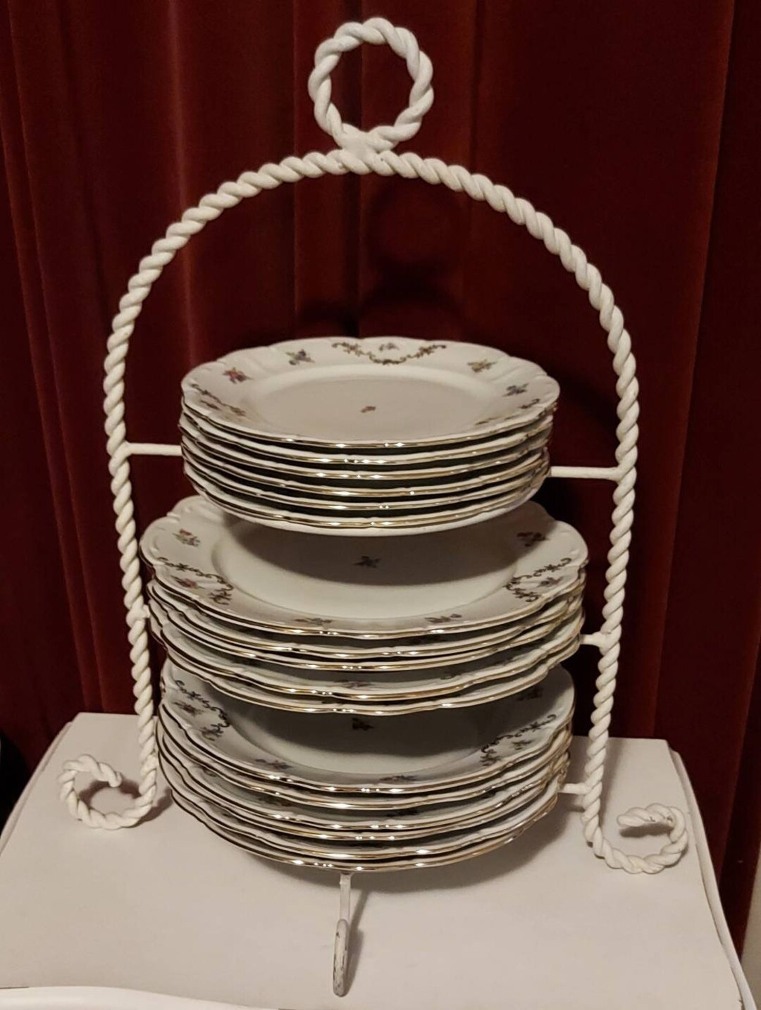 3 Tiers Dinner Plate Stand With 6 Breakfast Plates 5 Flat Etsy