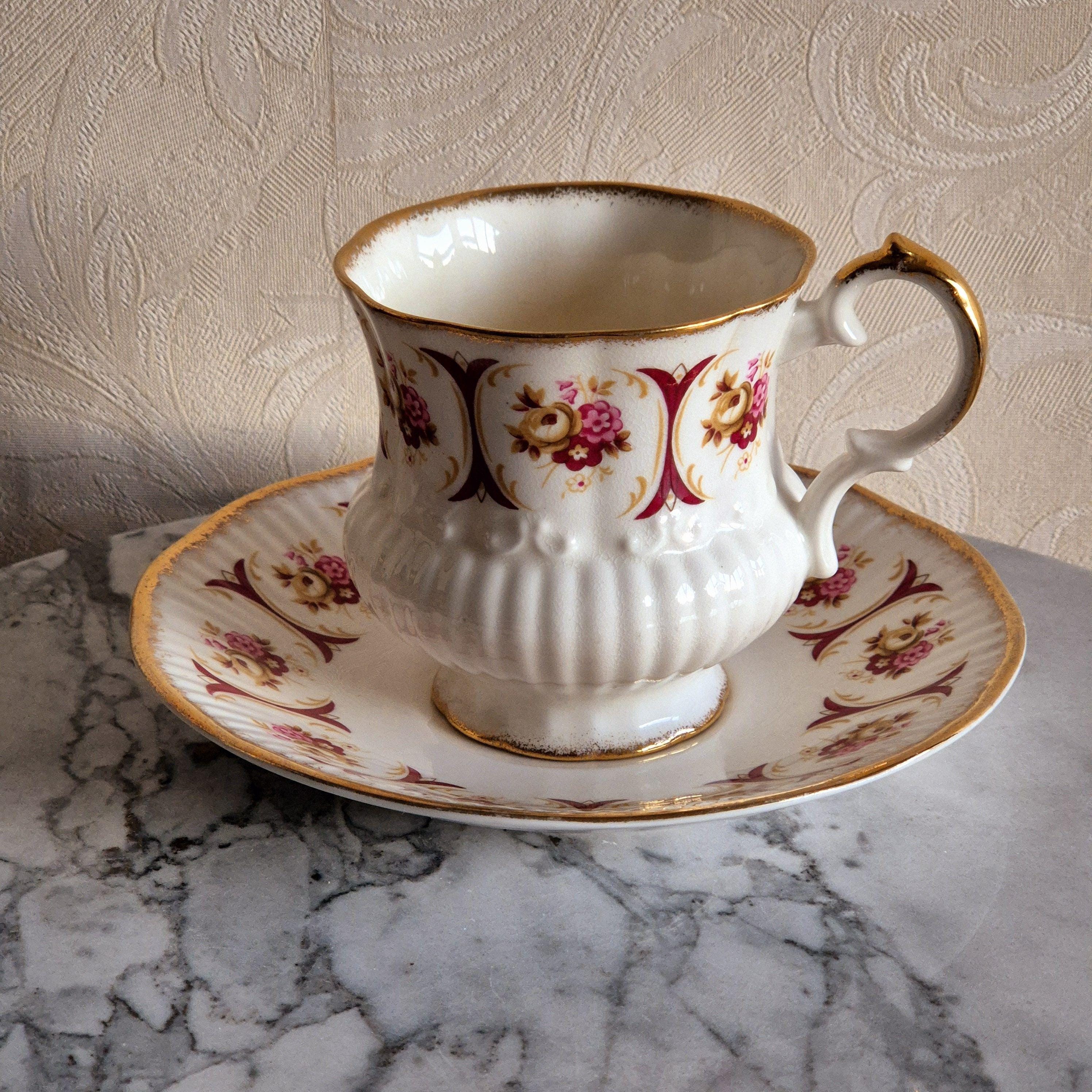 素敵　英国ハマースレイ　コバルト＆ゴールド　ローズ　プレート２枚 ハマースレイ/ドレスデンスプレー/トリオセット/Hammersley/Dresden