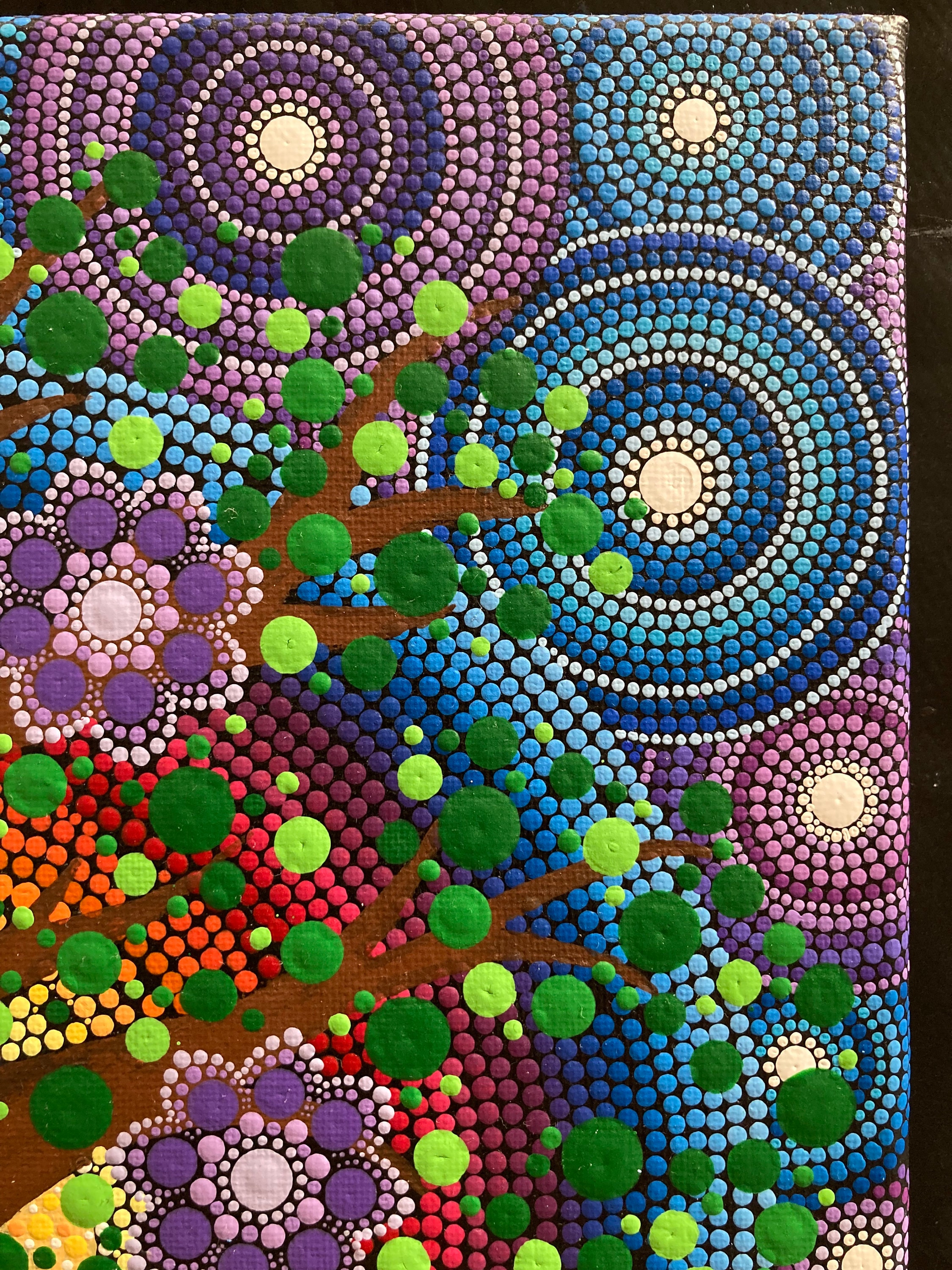 Bright and Colourful Dot Mandala Painting Original Dot Art Painting Dot Mandala Canvas Etsy