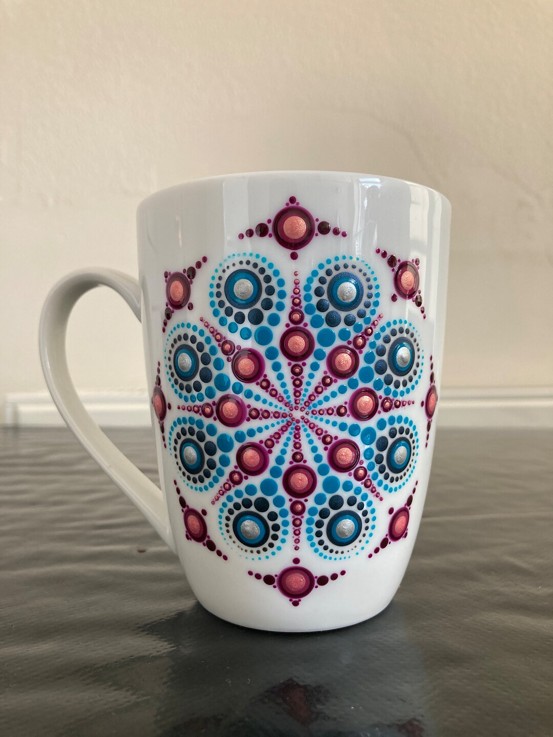 Hand Painted Mandala Mug Painted Mandala Cup Mandala Coffee Etsy