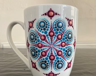 Tasse de mandala peinte à la main tasse de mandala peinte tasse de café de mandala tasse de thé tasse de thé mandala dot peinture cadeau peint à la main