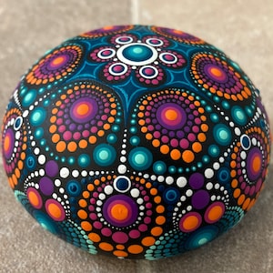 Hand painted dot mandala rock painted mandala stone mandala dot painting hand painted gift meditation room decor