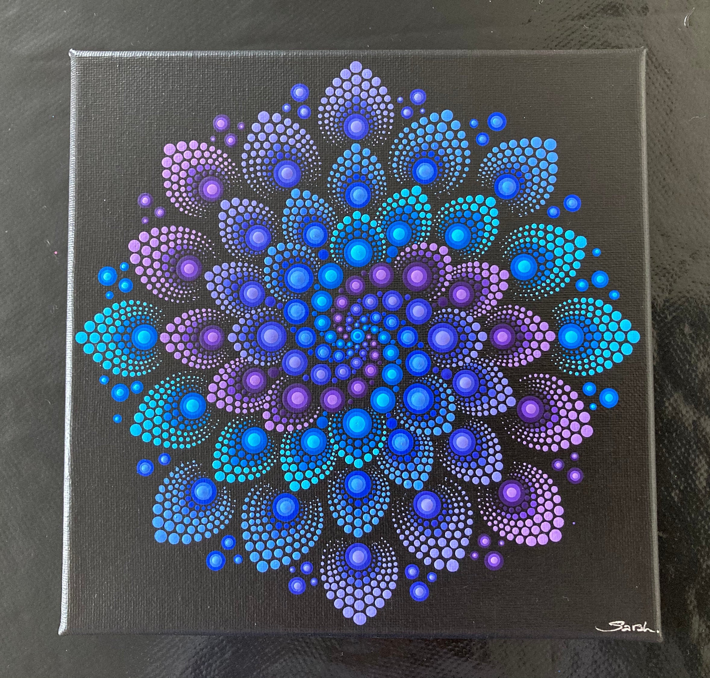 Blue and Purple Spiral dot mandala painting dot mandala canvas Etsy