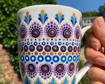 Hand painted mandala mug painted mandala cup mandala coffee mug tea cup mandala dot painting hand painted gift