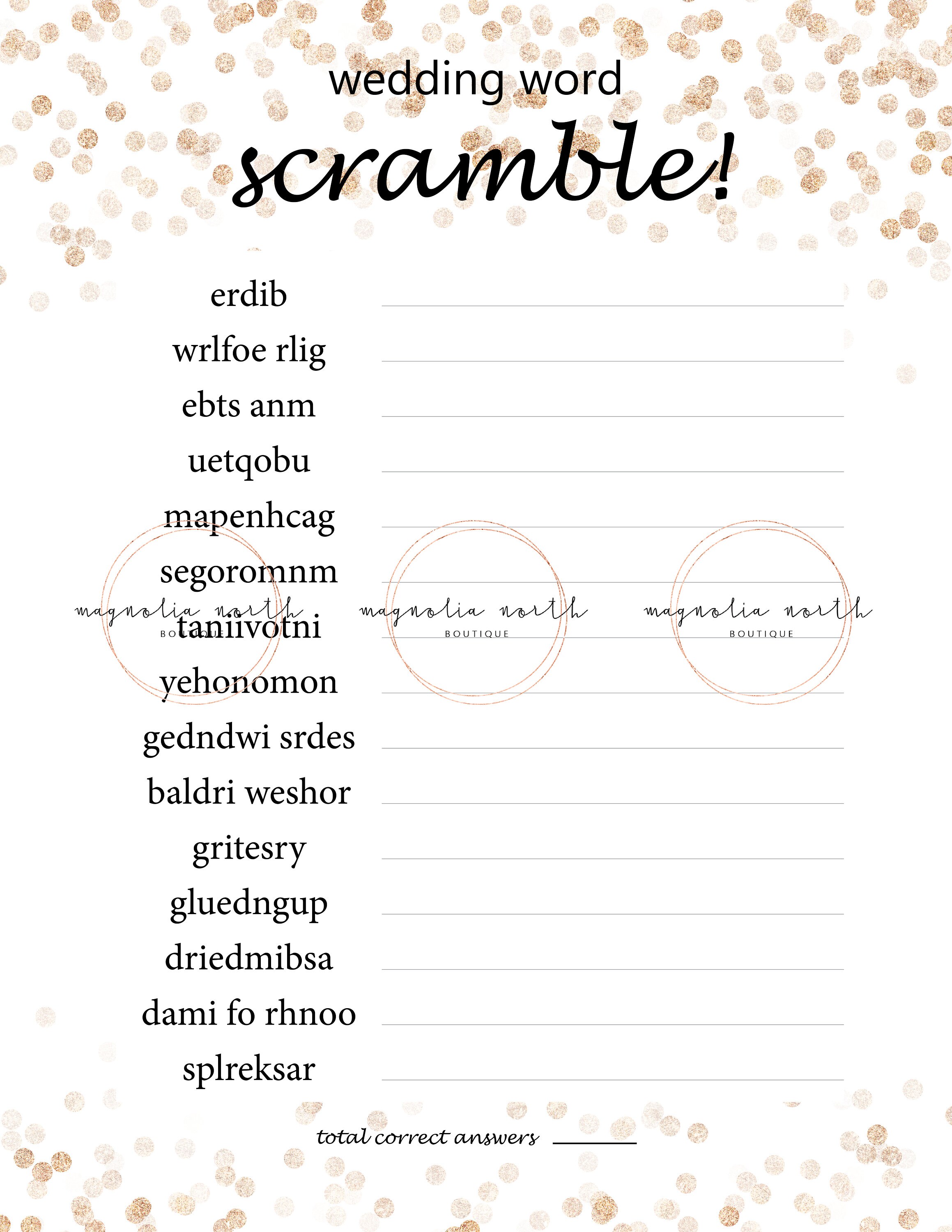 Printable Bridal Party Games Rose Gold Glitter - Etsy