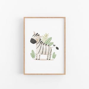 Safari Zebra Art | Zebra Illustration | Digital Wall Art | Safari Friends Nursery | Neutral Nursery | Purchase Download Print Frame
