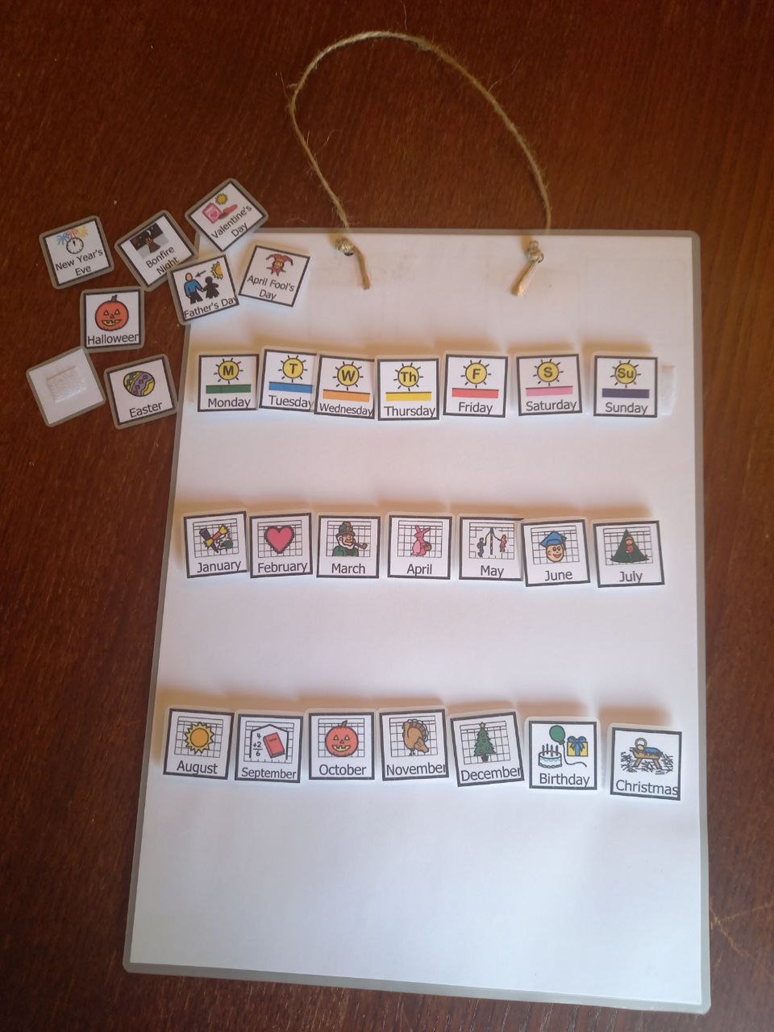 Wall Calendar with Boardmaker Symbols Days of the week & Etsy