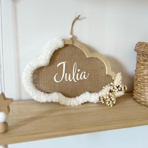 Nuage prénom personnalisé - décoration murale chambre bébé - cadeau de naissance unique et poétique - fait main