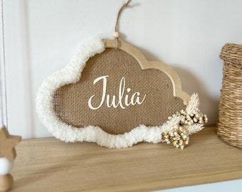 Nuage prénom personnalisé - décoration murale chambre bébé - cadeau de naissance unique et poétique - fait main