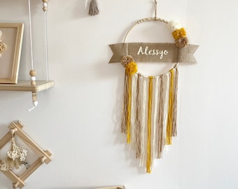 Dream catcher customizable colors for baby room decoration with first name or handmade personalized first name birth gift