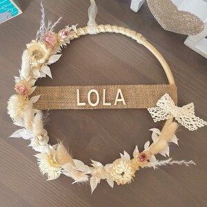 Couronne Fleurs Prenom Bebe Personnalisable Avec Plaque Etsy