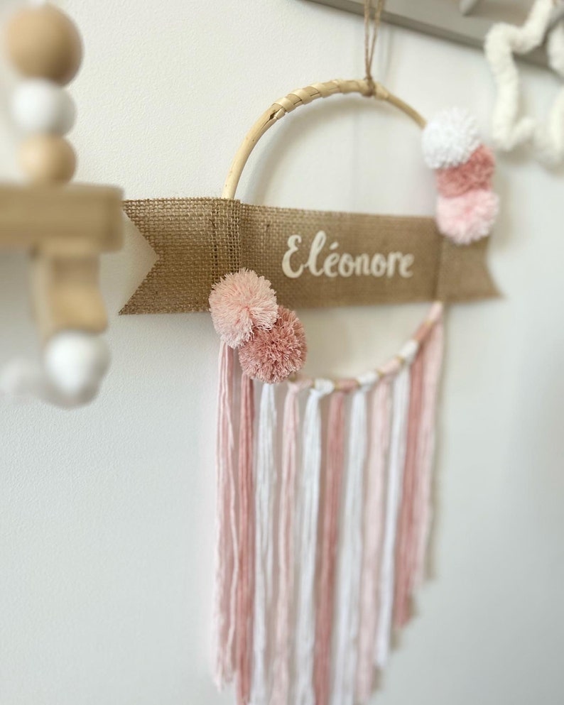 Personalized baby first name dream catcher for customizable birth gift or for baby boy or girl room decoration image 3