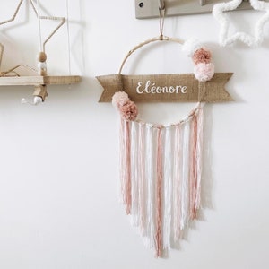 Personalized baby first name dream catcher for customizable birth gift or for baby boy or girl room decoration image 1