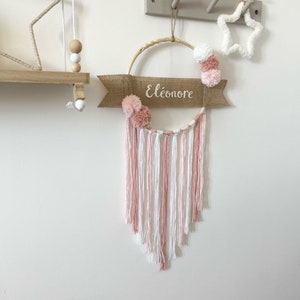 Personalized baby first name dream catcher for customizable birth gift or for baby boy or girl room decoration image 2