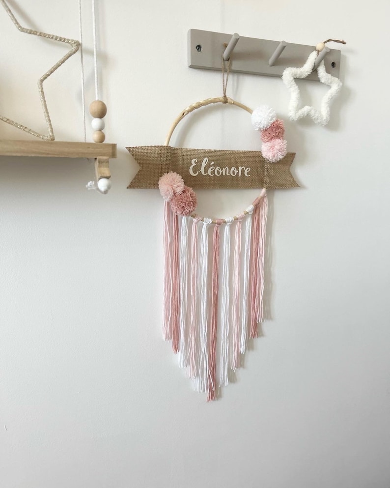 Personalized baby first name dream catcher for customizable birth gift or for baby boy or girl room decoration image 2