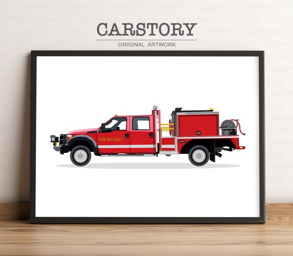 Firetruck Print Fire Truck Printable Fire Engine Print | Etsy