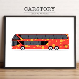 Red City Bus Print Nursery Prints Tour Bus Intercity Bus Vehicles Nursery Art Transportation Decor Kid Room Decor Classroom Car Printable