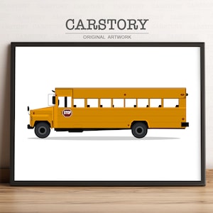 School Bus Print - Bus Print, Nursery Prints, Vehicles Nursery Art, Transportation Decor, Kid Room Decor, Classroom Wall Art, Car Printable