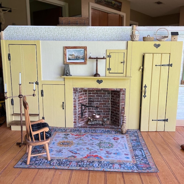 MADE TO ORDER Dollhouse miniature wall creation in 1:12 scale New England Colonial living room; dioramas Models