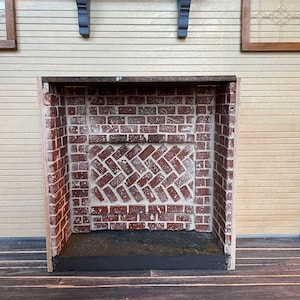 Dollhouse Miniature ~ Fireplace ~ Fireplace Insert ~ Colonial ~ Mantlepiece ~ Real Brick Fireplace ~ Fire logs ~ Customizable