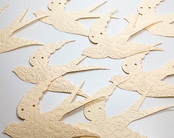 Embossed Swallow Garland - vanilla swallows - neutral color garland - bird garland