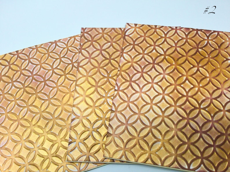 Gold accents Patina like Embossed Shimmer cards Botanical cards Overlapping rings circles