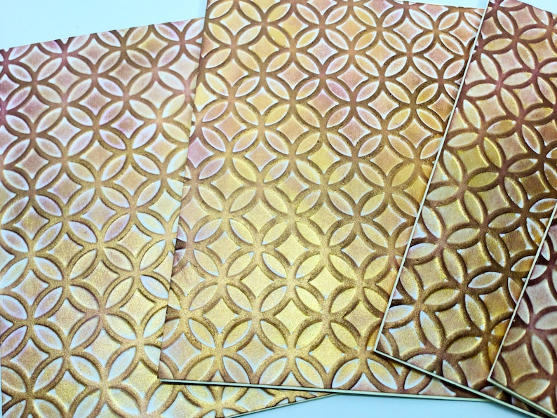 Gold accents Patina like Embossed Shimmer cards Botanical cards Overlapping rings circles