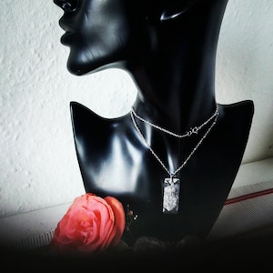 Stainless steel chain with rectangular Swarovski pendant in Crystal