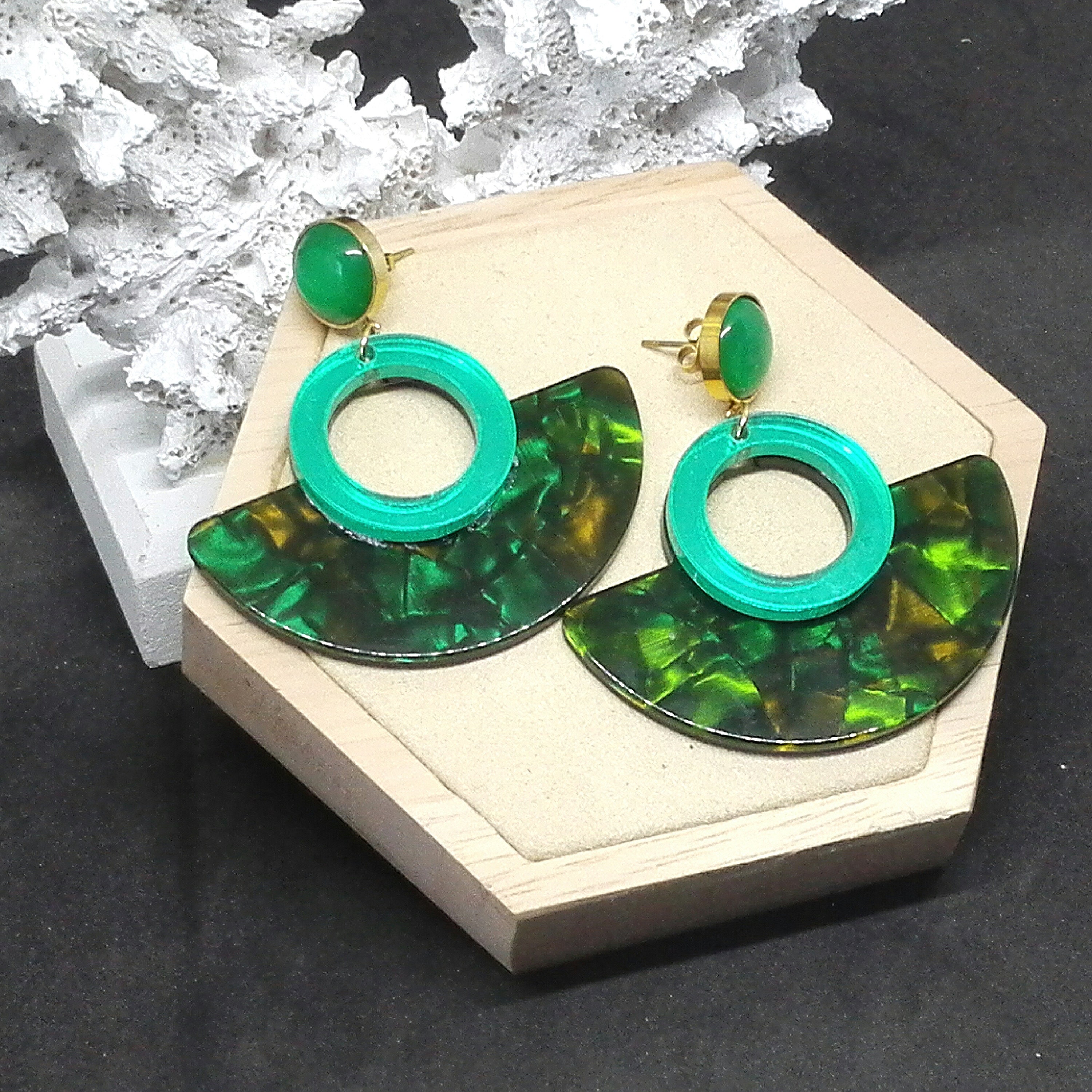 Green acrylic 2024 earrings paparazzi