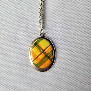 Yellow Plaid Necklace, British Plaid Necklace, Yellow Tartan Plaid, School Girl Plaid, Light Academia Necklace, :&quot;Mad for Plaid Love&quot;