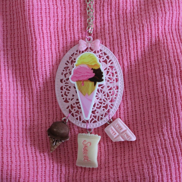 Pendentif de crème glacée napolitaine, pendentif de crème glacée Triple Scoop, pendentif de crème glacée, cadeau pour les amoureux de la crème glacée, été: « Triple Scoop Love »