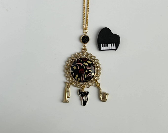Exclusively Jazz Necklace, Jazz Instrumentalists Necklace, Satin Doll Necklace, Blue Note Necklace: "Exclusively Jazz Love"