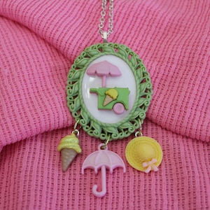Ice Cream Stand Necklace, Ice Cream Stand Pendant, Yellow Ice Cream Necklace, Yellow Ice Cream Pendant, Summertime: &quot;Ice Cream Stand Love&quot;