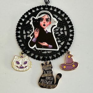 Teenage Witch Necklace, Young Witch Necklace, TV Show Necklace, Sitcom Necklace, Salem Cat Necklace, Pretty Girl: &quot;Teenage Witch Love&quot;